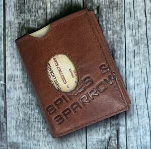 Spikes And Sparrow Austin Brandy Brown Leather Trifold Snap Wallet RFID Protect